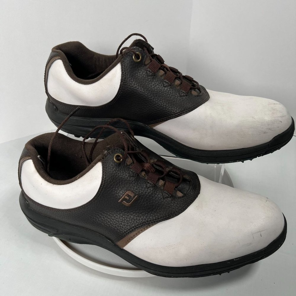 FootJoy GreenJoys Wide Men Golf Shoes Model 45521-‎ White/Dark Brown Size 11.5 W
